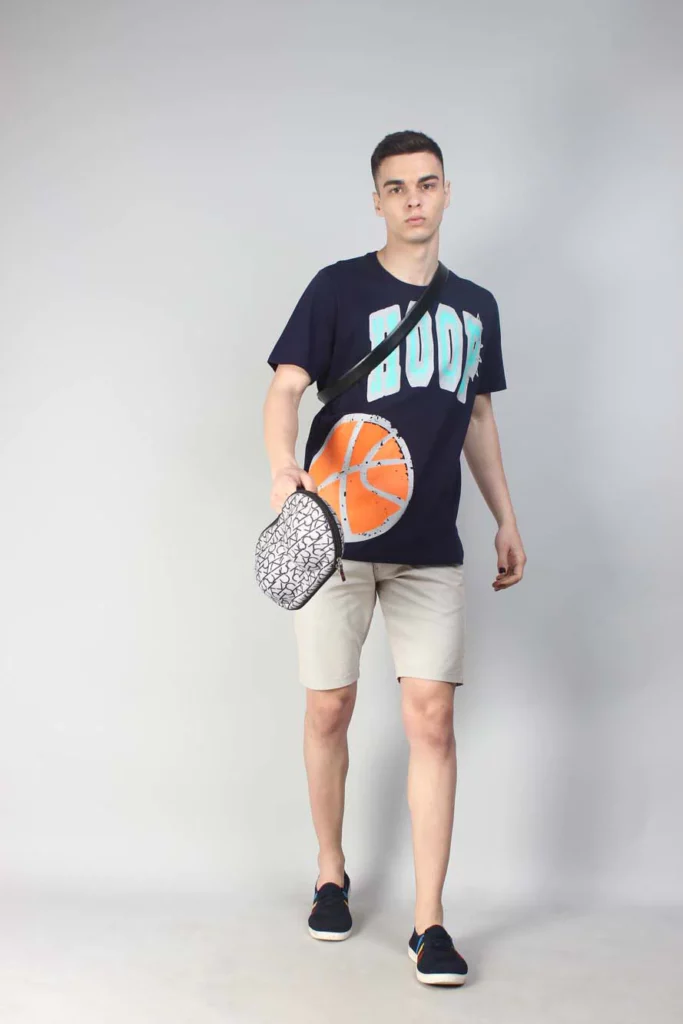 Hoop round neck Navy blue t-shirt5