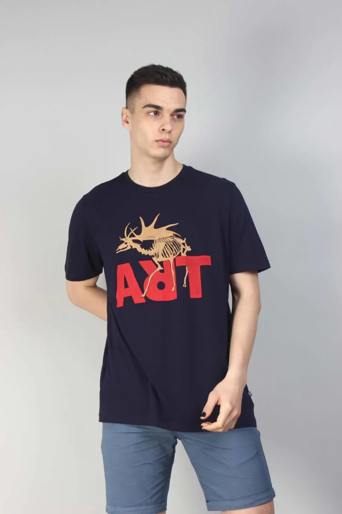 Art Dino Round Neck Blue T-Shirt Blue Graphic Men’s T-Shirt – Art Dino Design