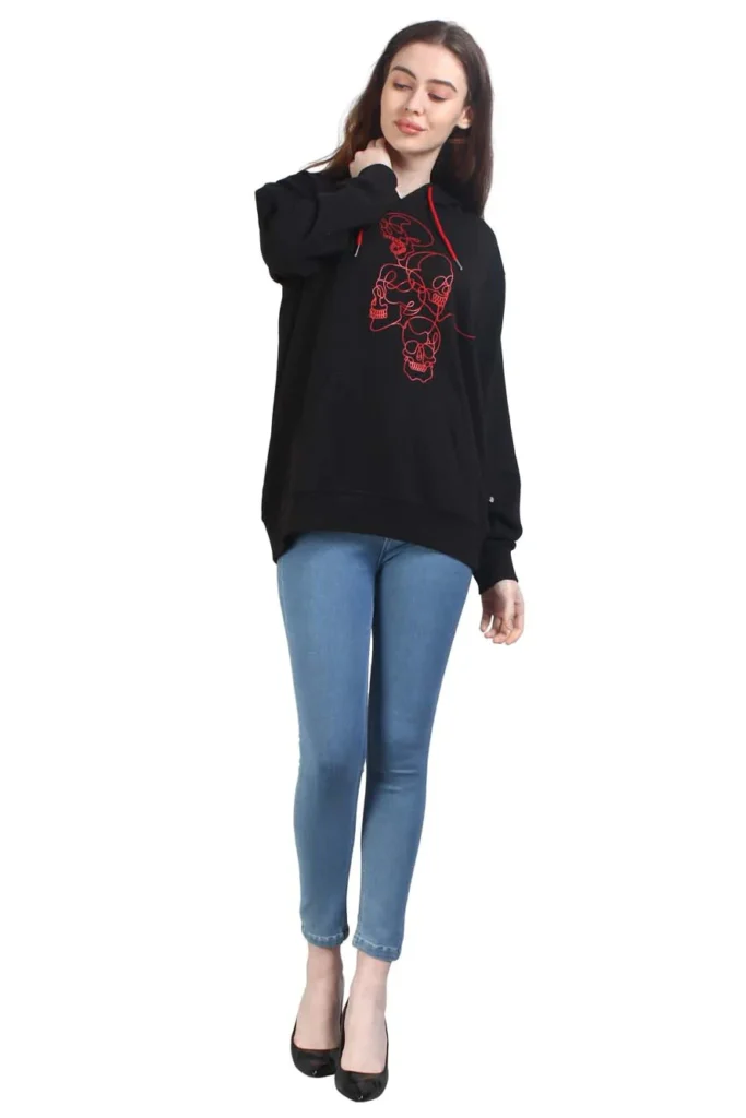 HD SKELETON BLACK WOMEN HOODIE