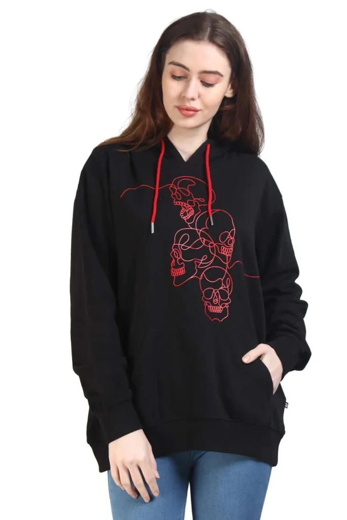 HD SKELETON BLACK WOMEN HOODIE
