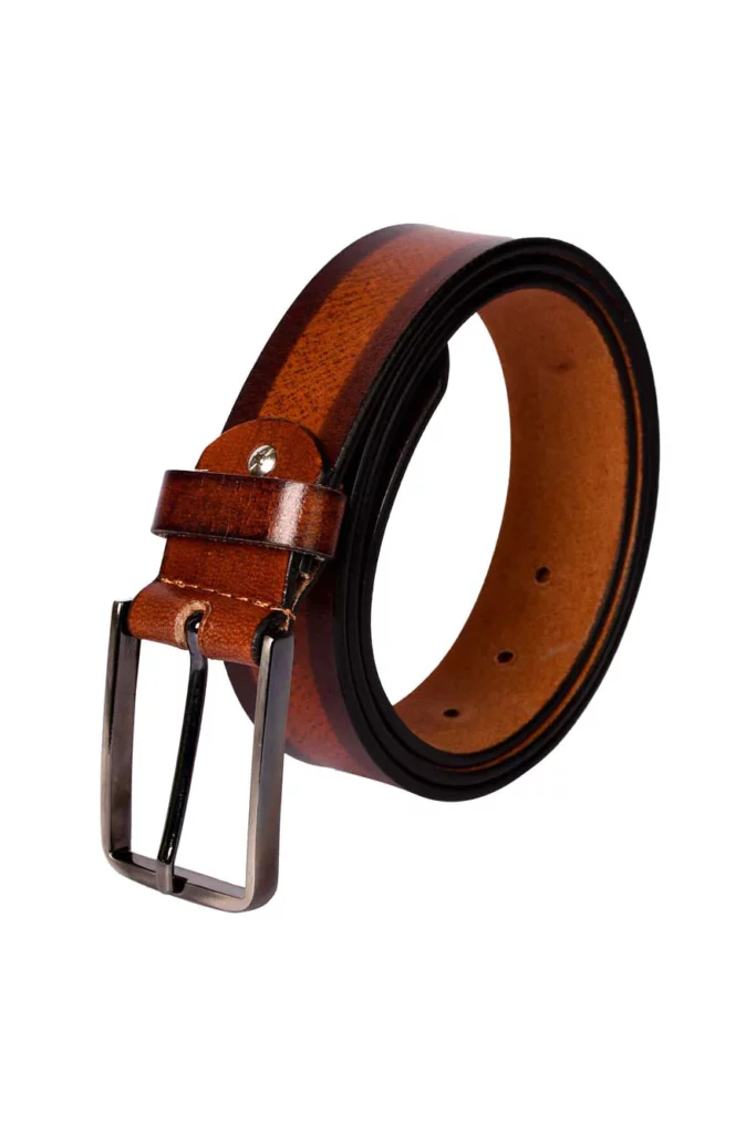Men’s Formal Brown Leather Belt – Genuine Buff Grain, Classic & Durable