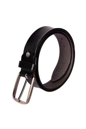 Men’s black genuine leather casual belt with premium finish