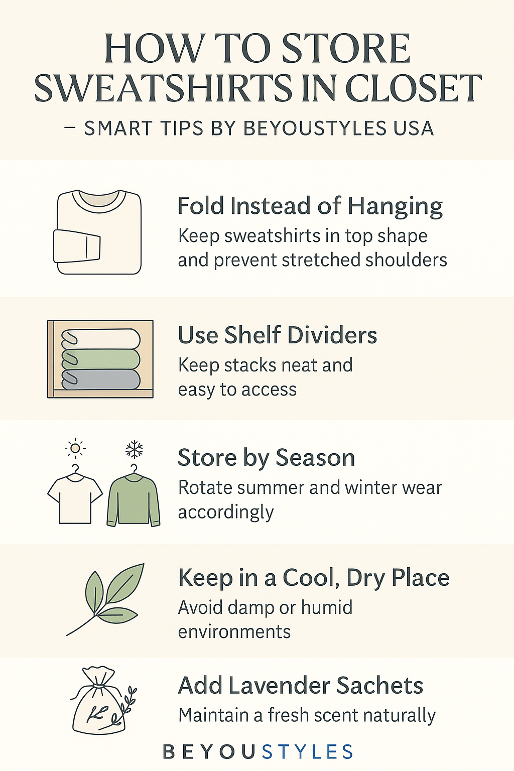 How to Store Sweatshirts in Closet? | Space-Saving Tips by Beyoustyles USA