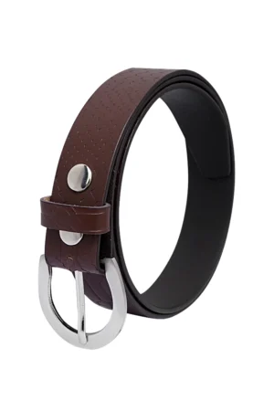 Men’s handmade genuine leather belt with textured surface and silver buckle