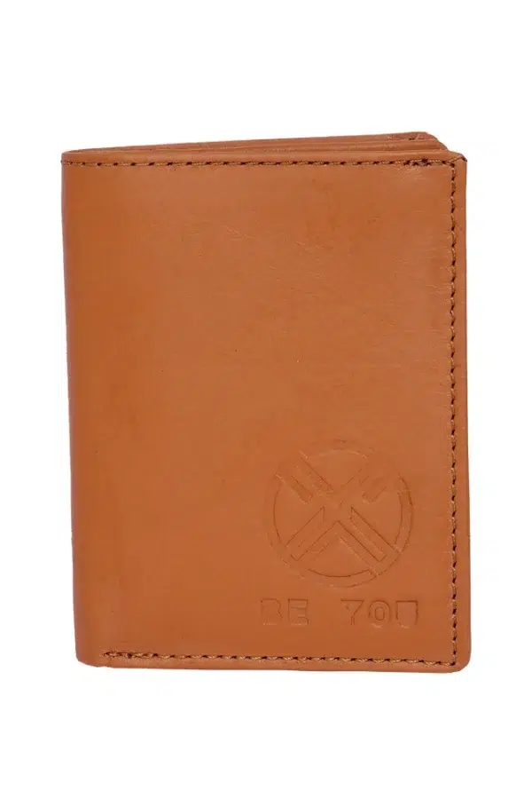 Slim Side Profile of Tan Camel Brown Credit Card Wallet