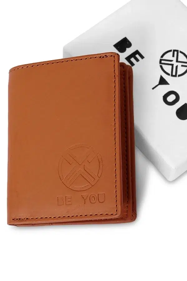Tan Camel Brown RFID Leather Wallet – Front View