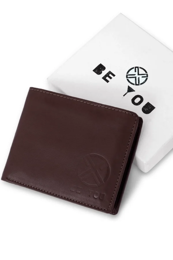 Premium dark brown genuine leather wallet with RFID protection, coin pocket, and multiple card slots – handcrafted men's wallet by Beyoustyles
