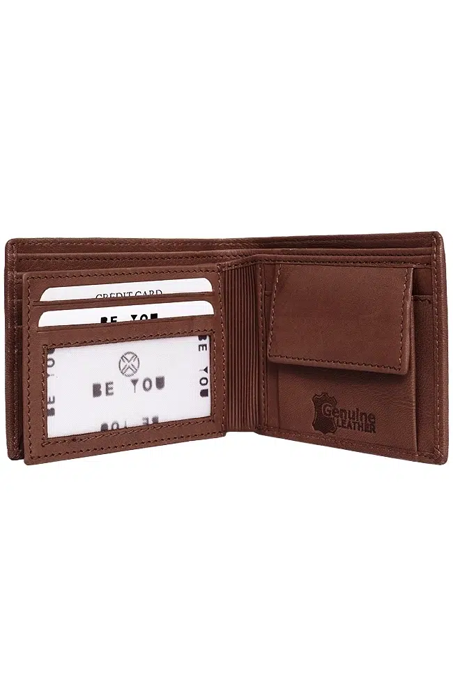 Leather Wallet in Use – Cards and Currency Inside