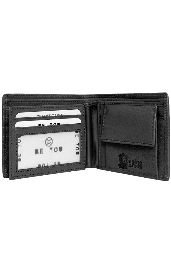 Interior view of handmade men’s leather wallet – card slots and full-length compartments