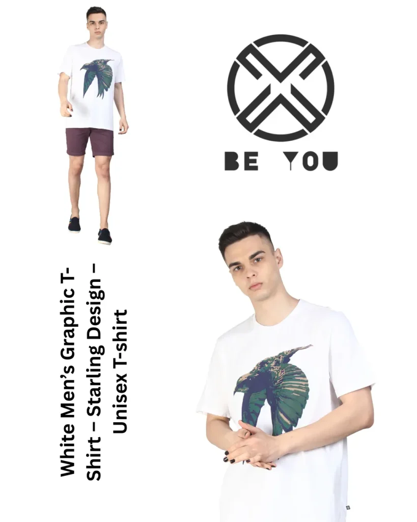 White Men’s Graphic T-Shirt – Starling Design – Unisex T-shirt