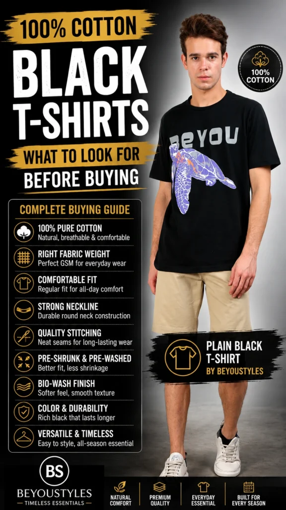100% cotton black T-shirt for men buying guide by Beyoustyles