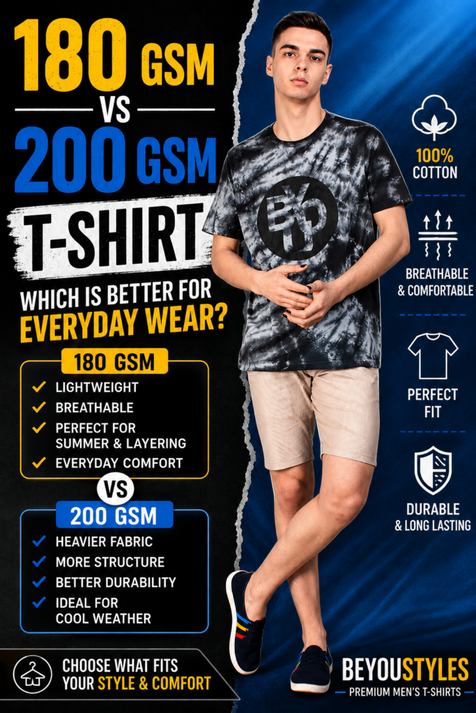 180 GSM vs 200 GSM T-Shirt comparison for everyday wear – Beyoustyles