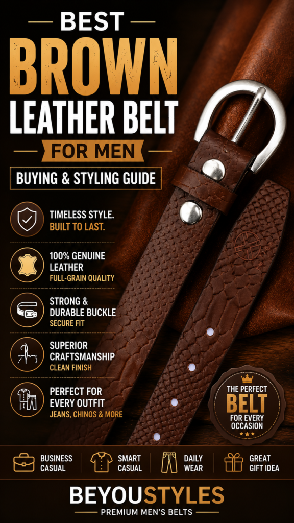 Best brown leather belt for men – genuine full-grain leather belt by Beyoustyles