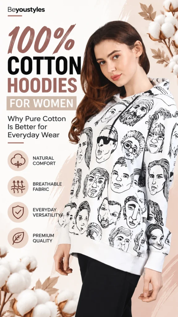 00% cotton hoodies for women for comfortable everyday wear