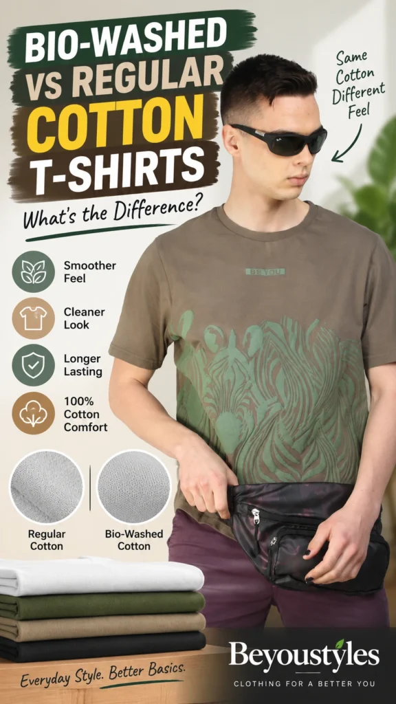 Bio-washed vs regular cotton T-shirts comparison – 100% cotton T-shirts for men by Beyoustyles