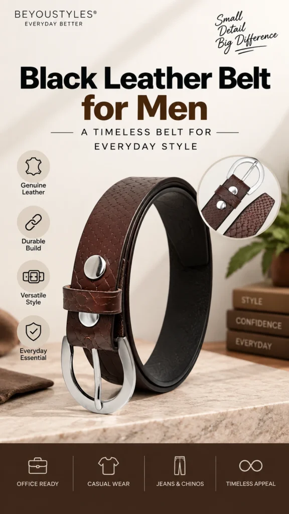 Black leather belt for men – genuine leather belt for everyday style