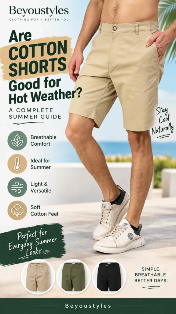 Men's cotton shorts for hot weather – breathable summer cotton shorts by Beyoustyles
