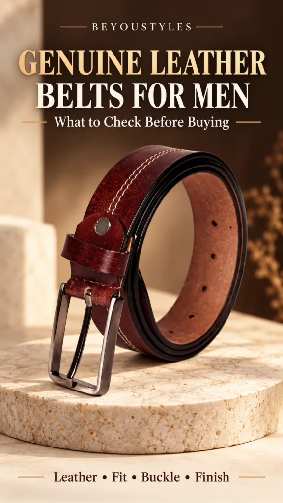 Coiled deep brown leather belt with contrast stitching and a silver rectangular buckle in a Beyoustyles buying-guide thumbnail.